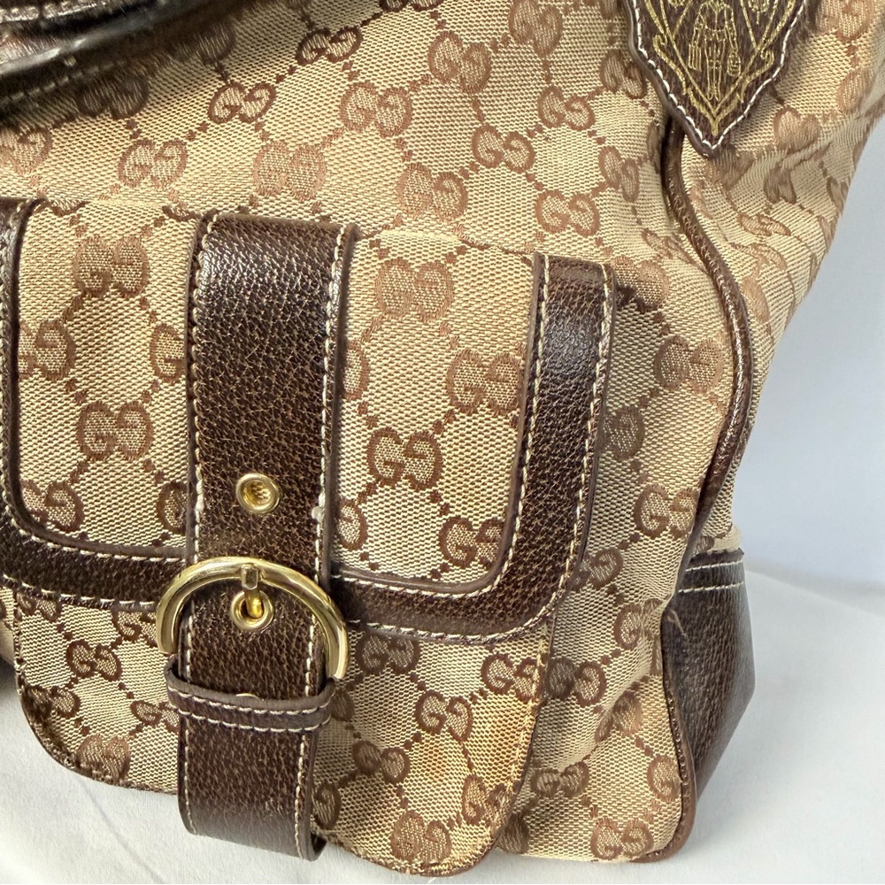 Gucci Vintage Monogrammed Brown & Beige Canvas Shoulder Large Bag - Picture 8 of 8